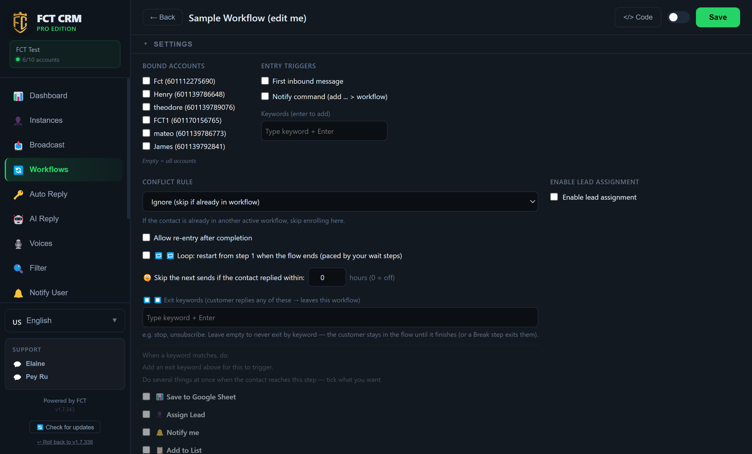Set up the workflow