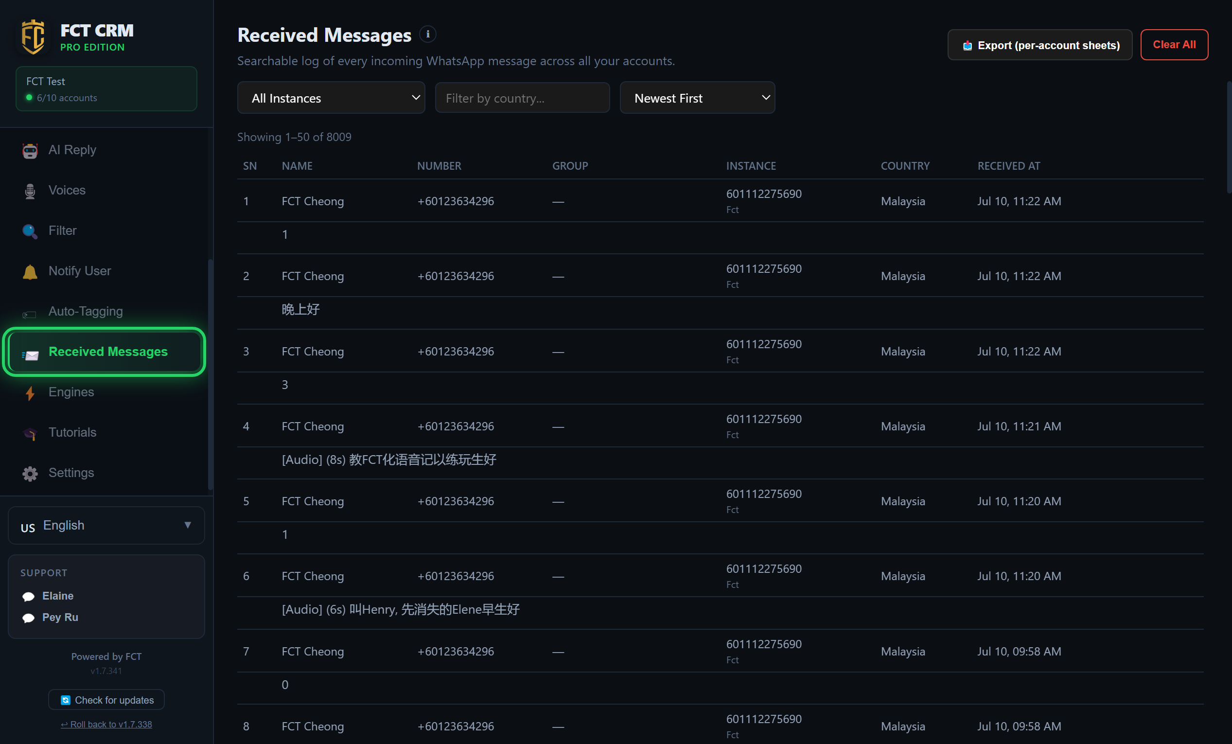 Received Messages