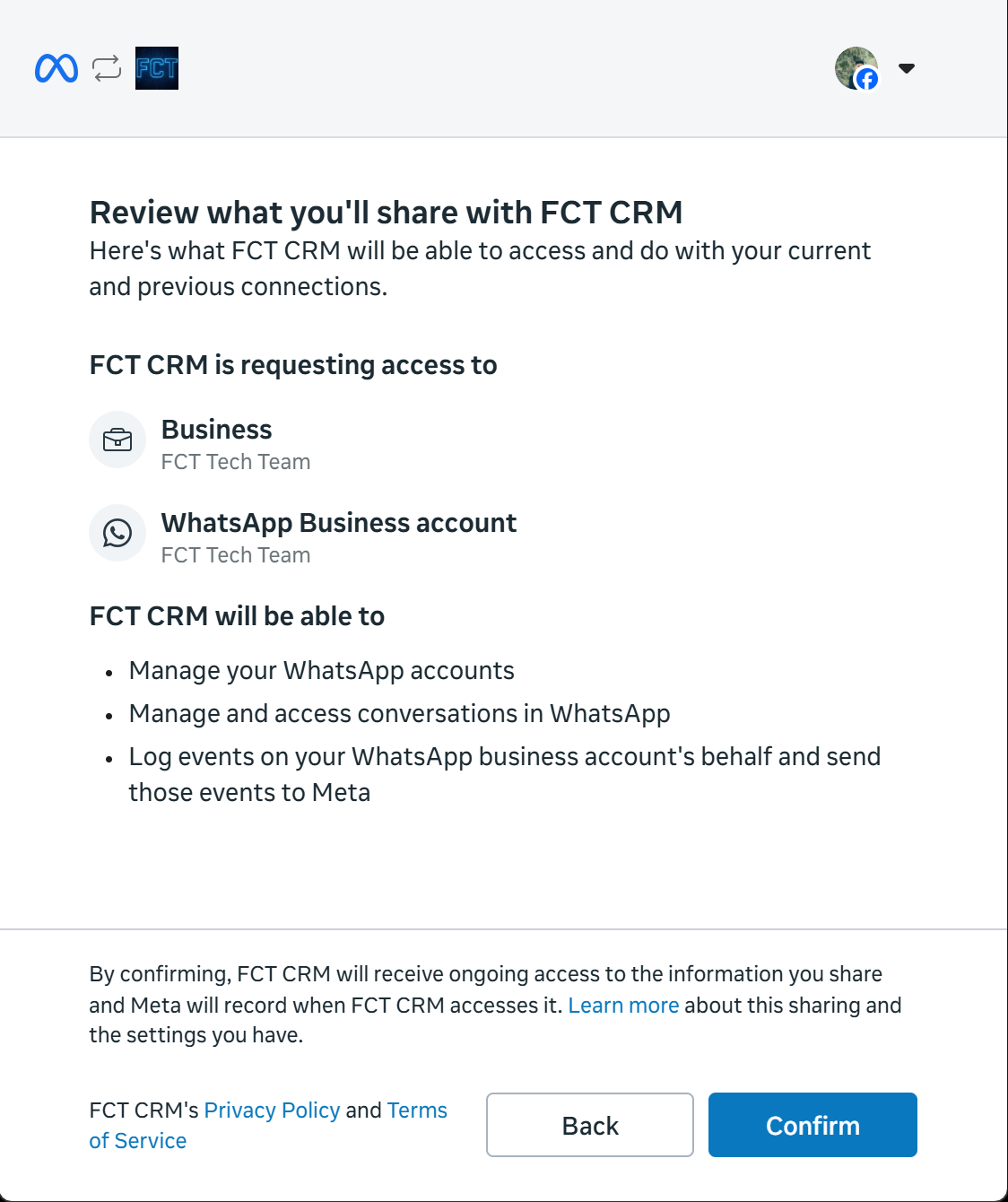 Confirm the permissions