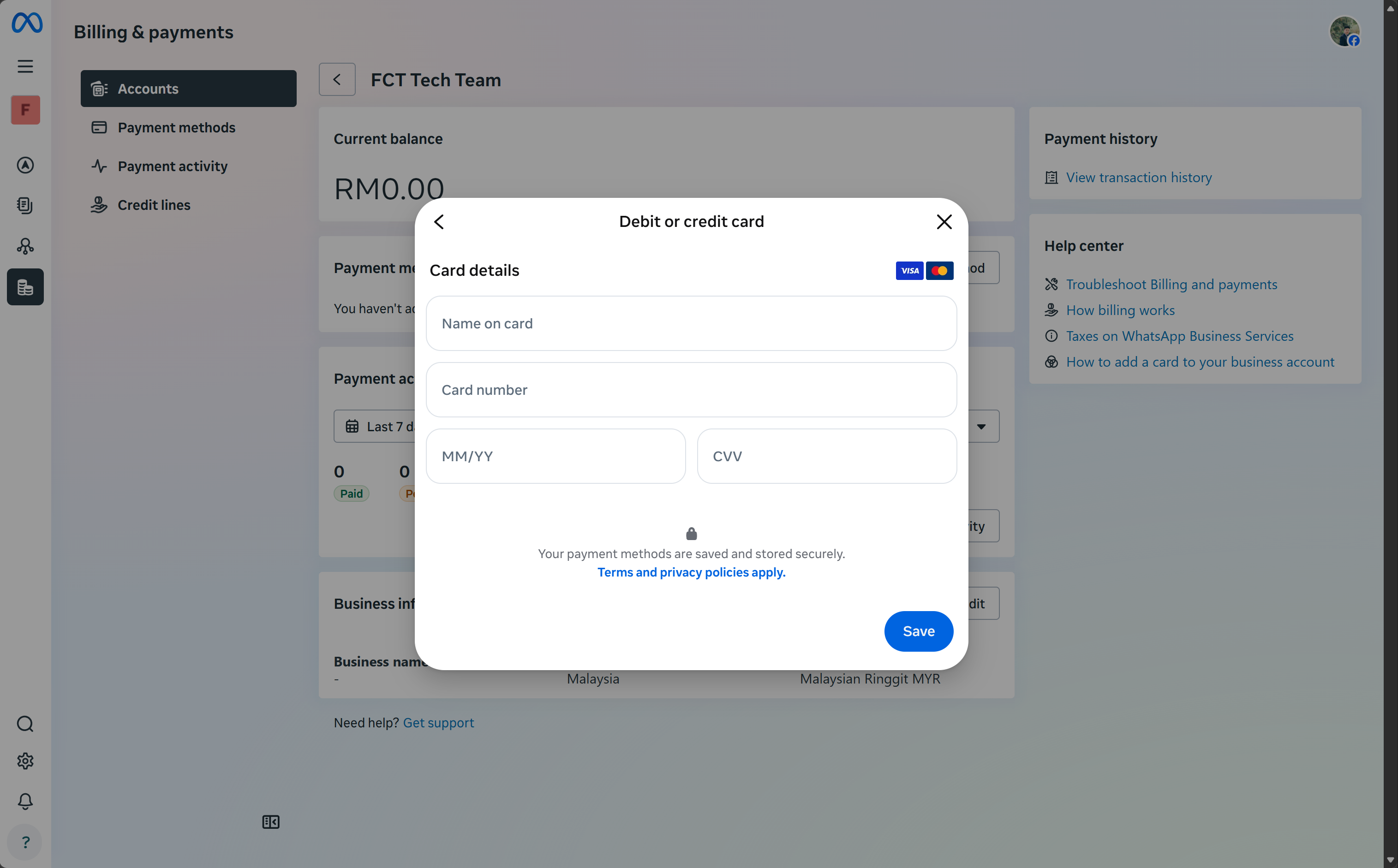 Fill in the credit card details
